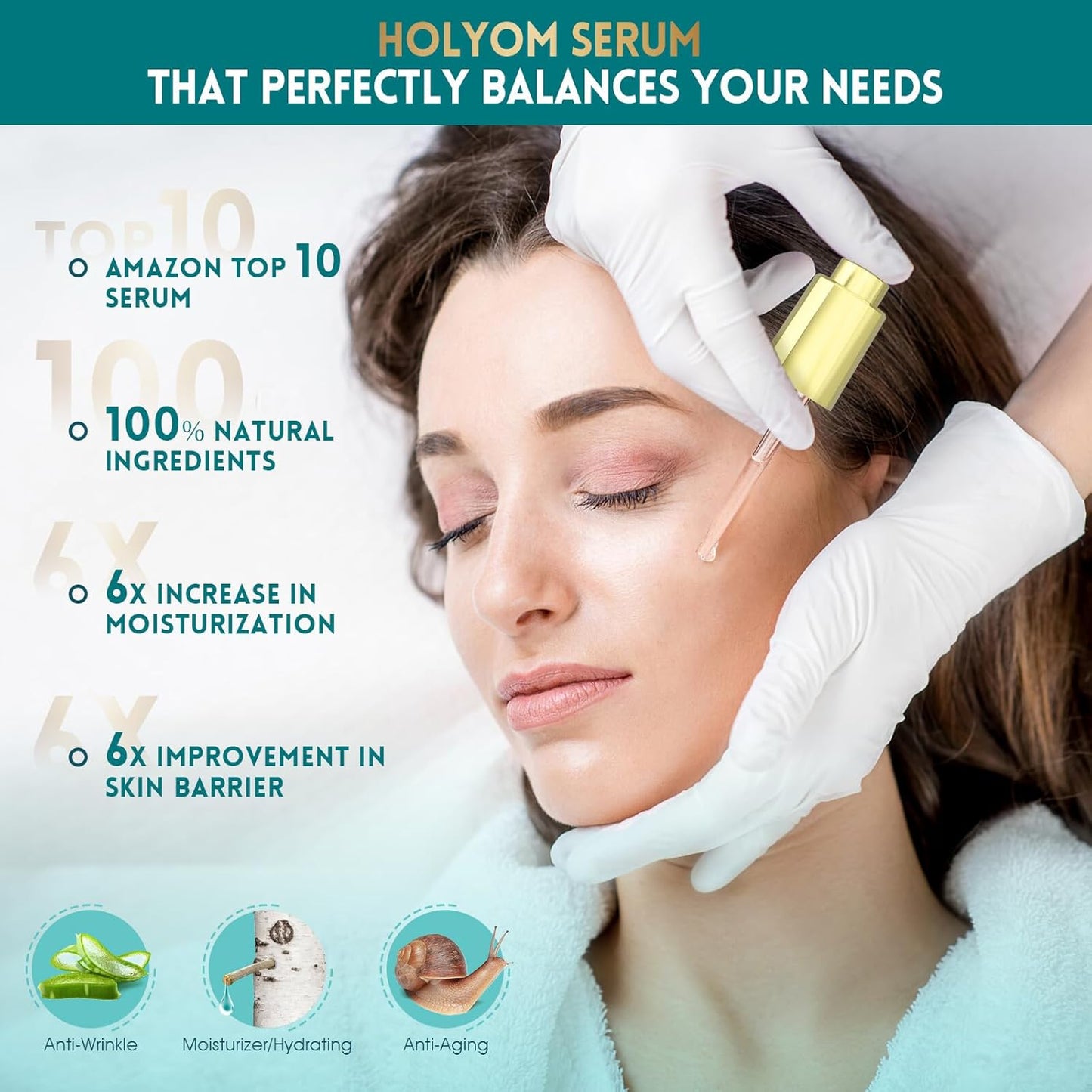 Suero Facial de Mucina de Caracol con Ácido Hialurónico – Suero Facial Antienvejecimiento para Líneas Finas, Arrugas y Piel Opaca – Esencia Hidratante y Reafirmante para Todos los Tipos de Piel