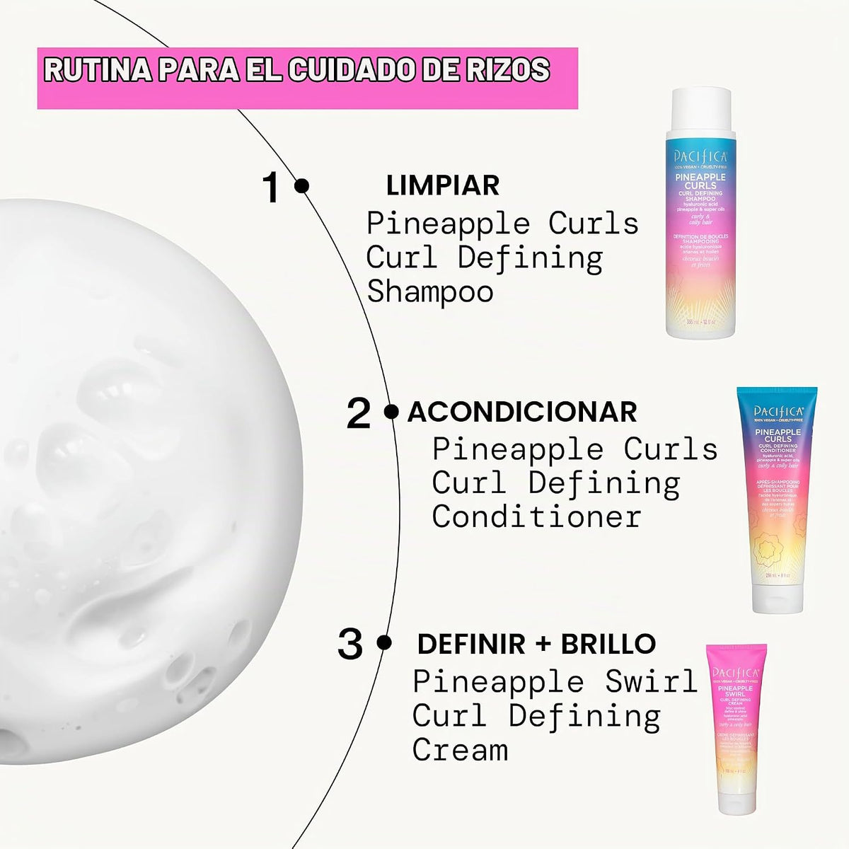 Kit de cuidado capilar de 3 pasos de Pacifica Beauty Pineapple Curl...