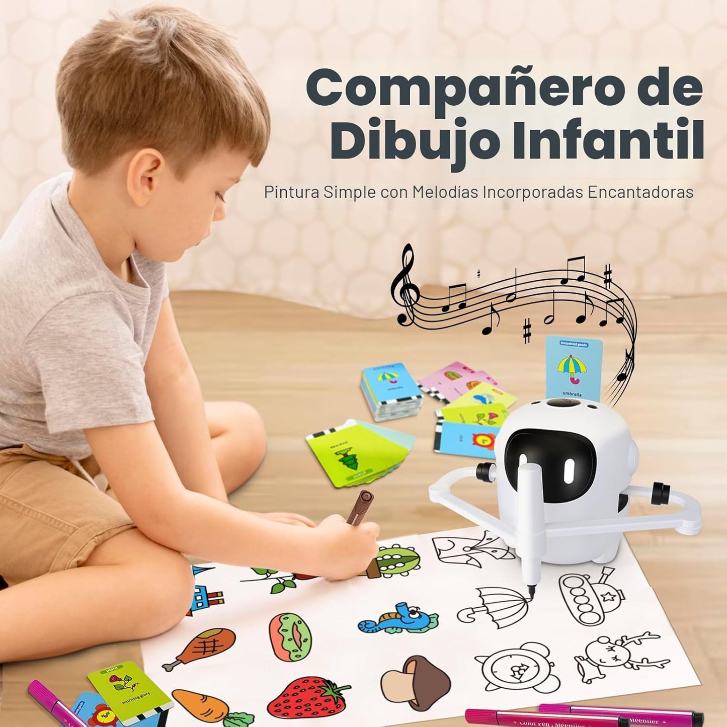 RIVGOT Robot de dibujo para niños con 150 tarjetas, máquina de dibu...