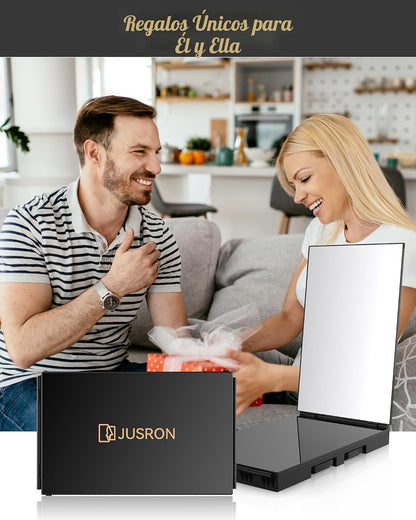 JUSRON Espejo de corte de pelo automático con ángulo de visión 360,...