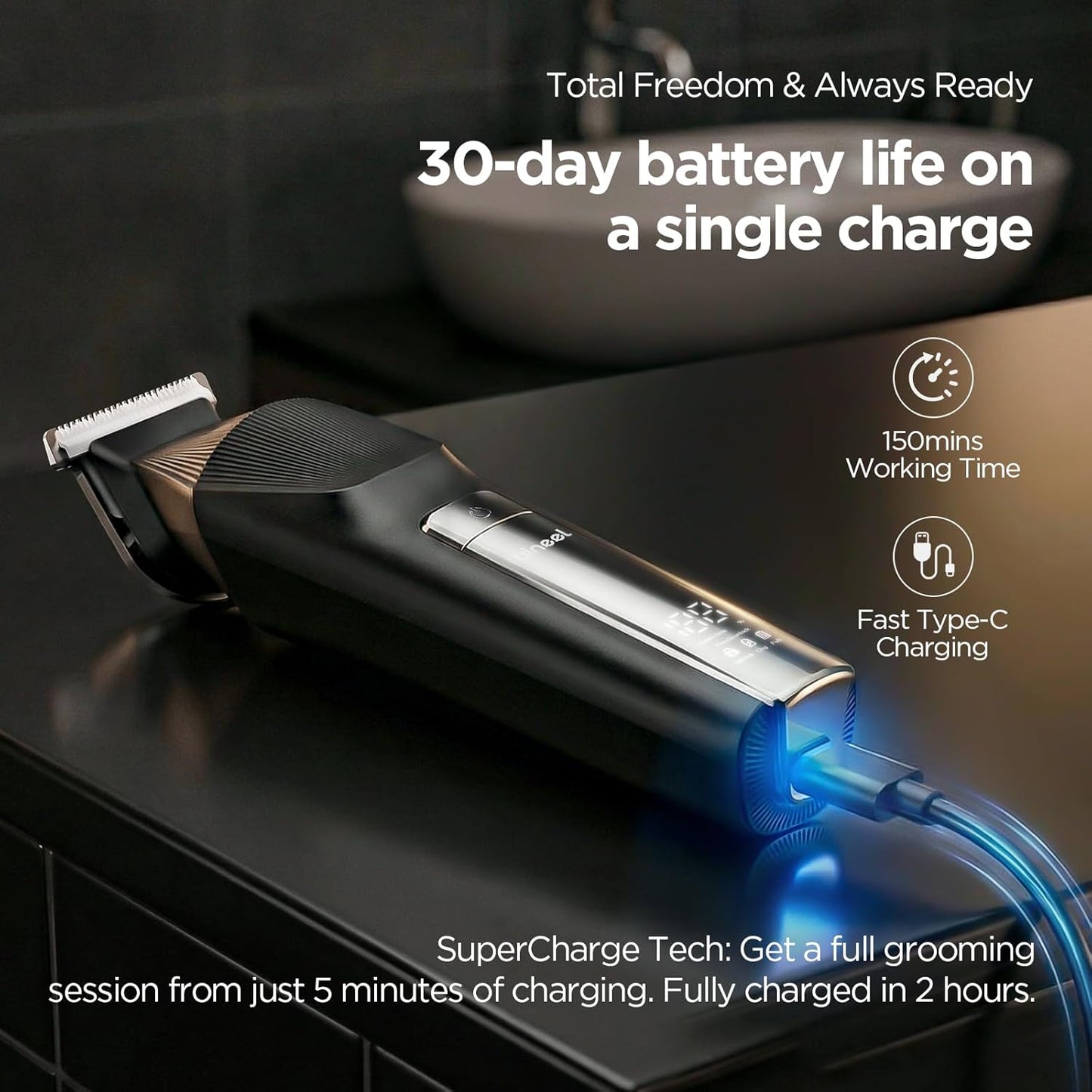 Yineel HC600 - Cortadora de barba para hombres, kit de aseo inalámbrico todo en uno, maquinilla de afeitar eléctrica impermeable y cortadora de pelo para cara, bigote, cuerpo, nariz, corte de pelo