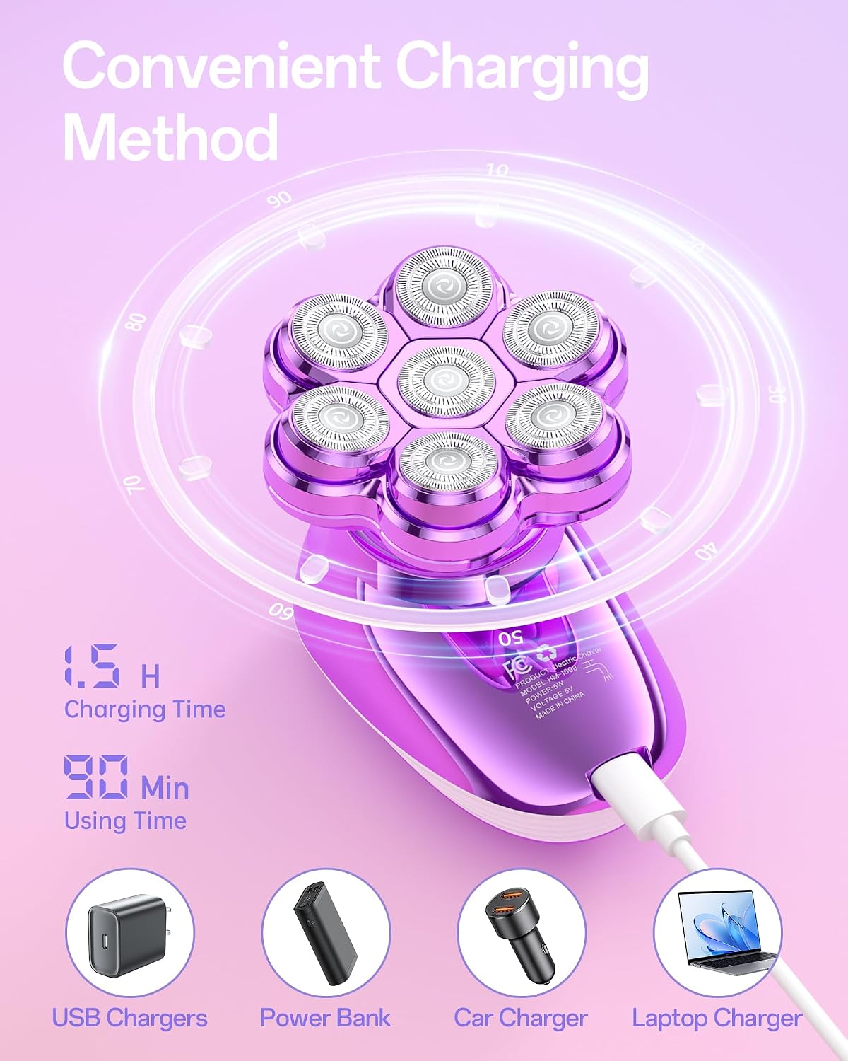 Maquinillas de afeitar eléctricas 5 en 1 para mujer, cabeza magnéti...
