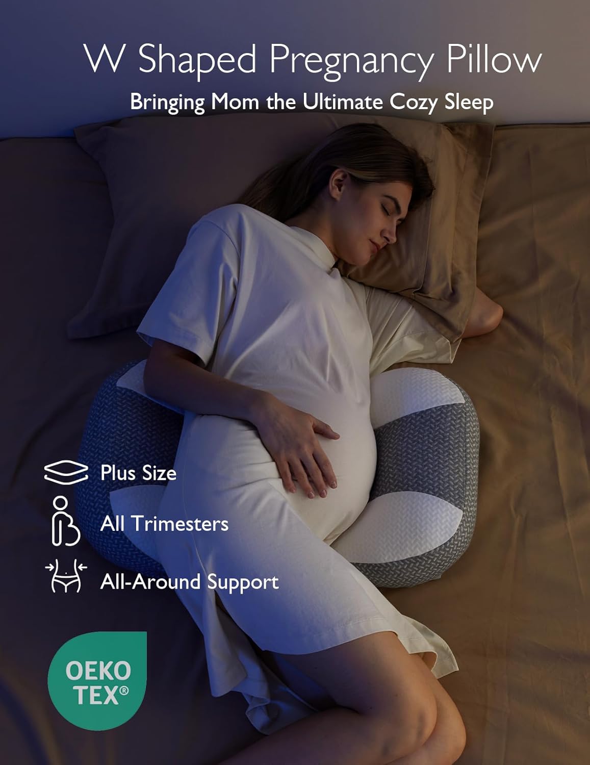 Momcozy Almohada de embarazo en forma de W Plus para dormir, almoha...
