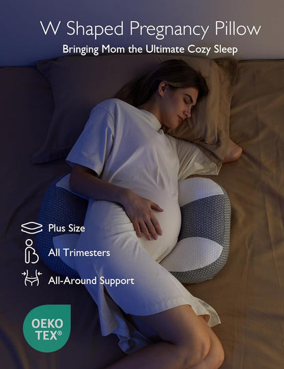 Momcozy Almohada de embarazo en forma de W Plus para dormir, almoha...