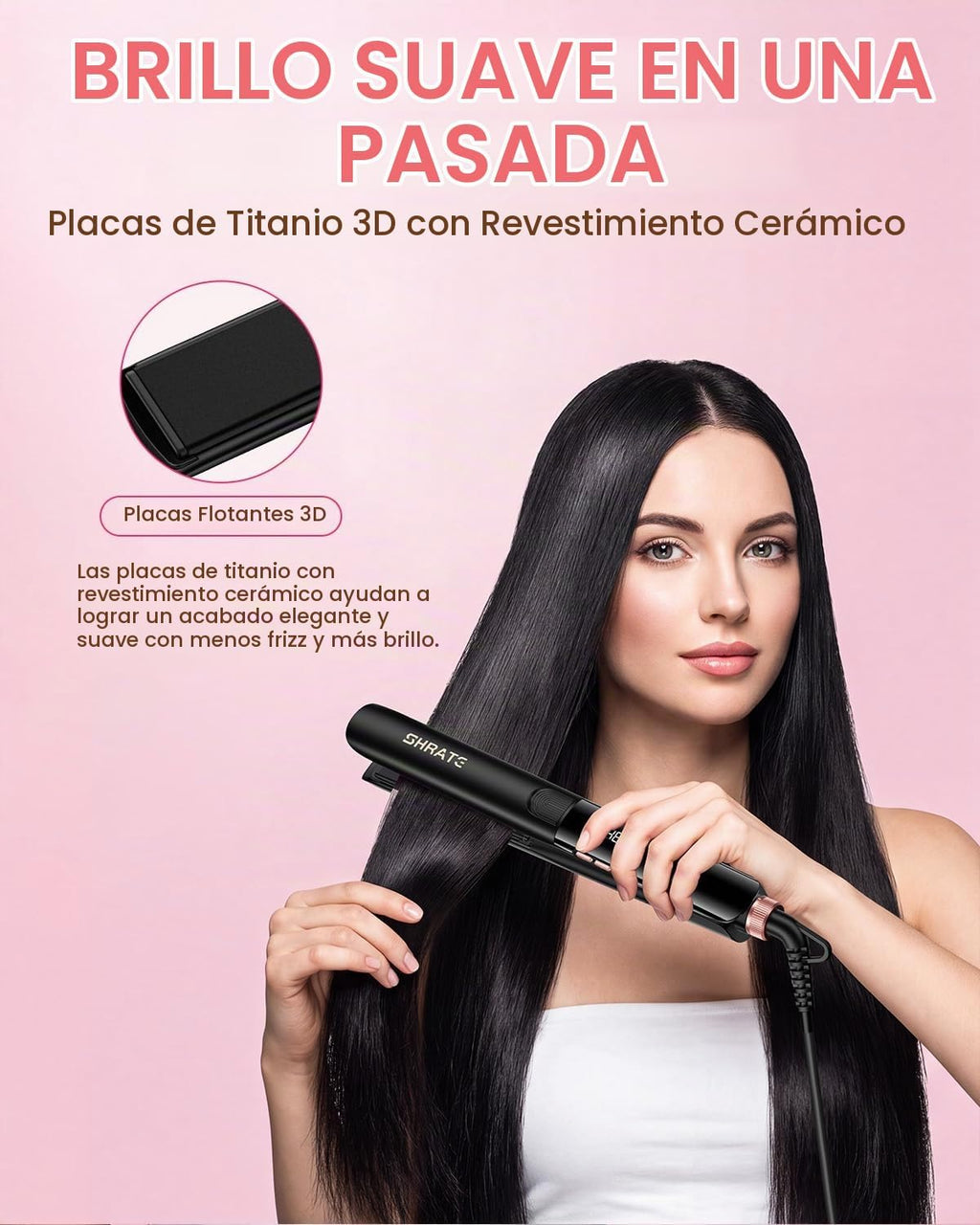 SHRATE Plancha plana para alisar el cabello, plancha y rizador 2 en...