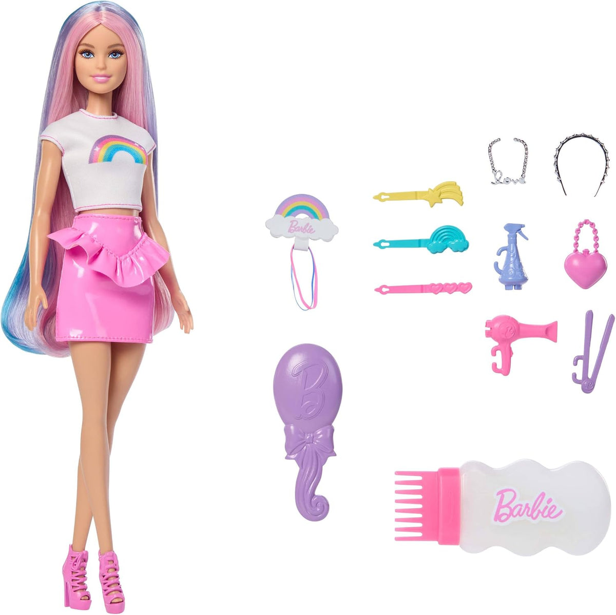 Muñeca Barbie Rainbow Sparkle Hair y accesorios | Muñeca de moda co...