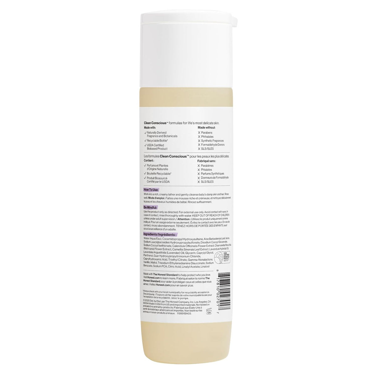 Shampoo &amp; jabón corporal Honest, Lavanda Dreamy súper calmante,...