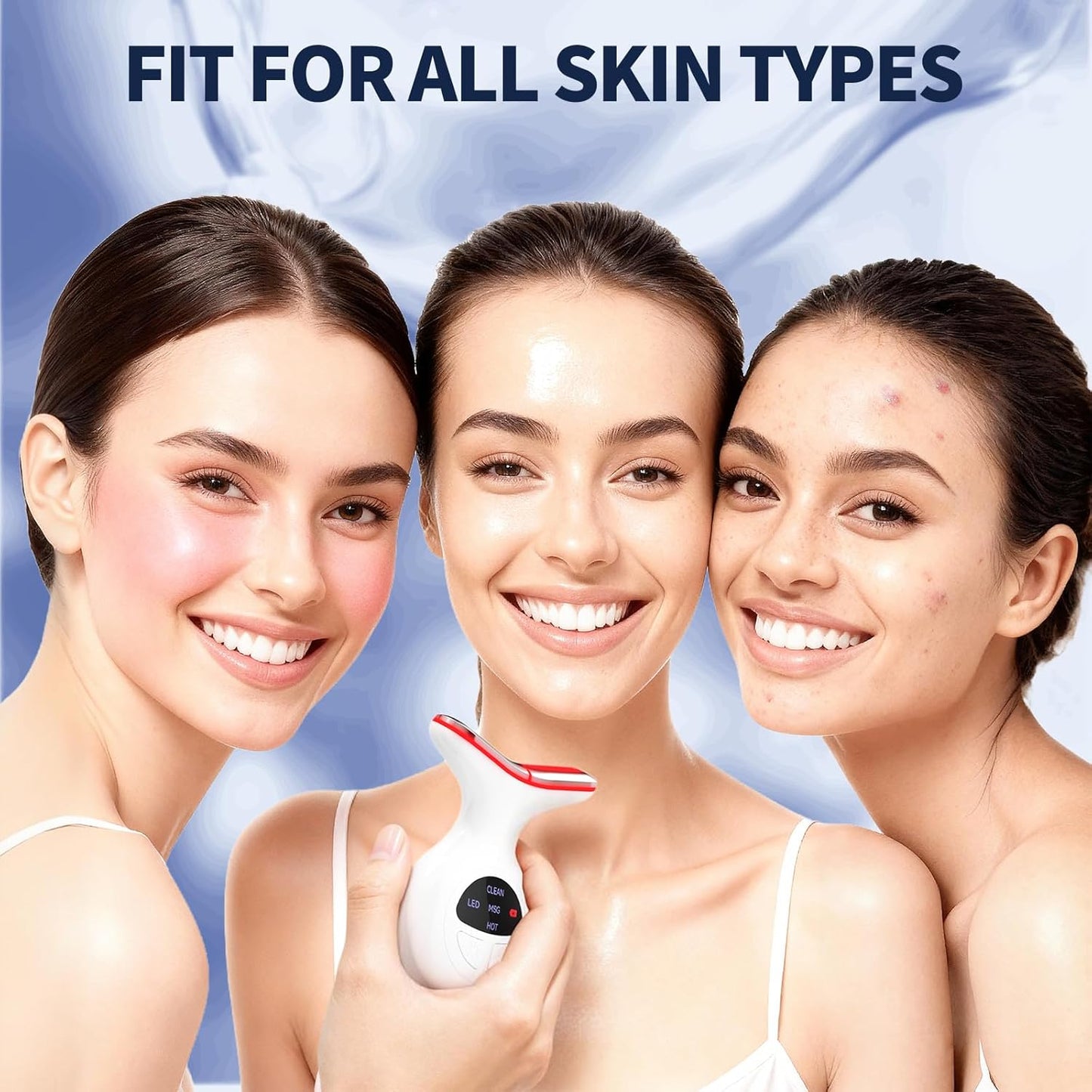 Terapia de luz roja para cara, masajeador facial multifuncional con...