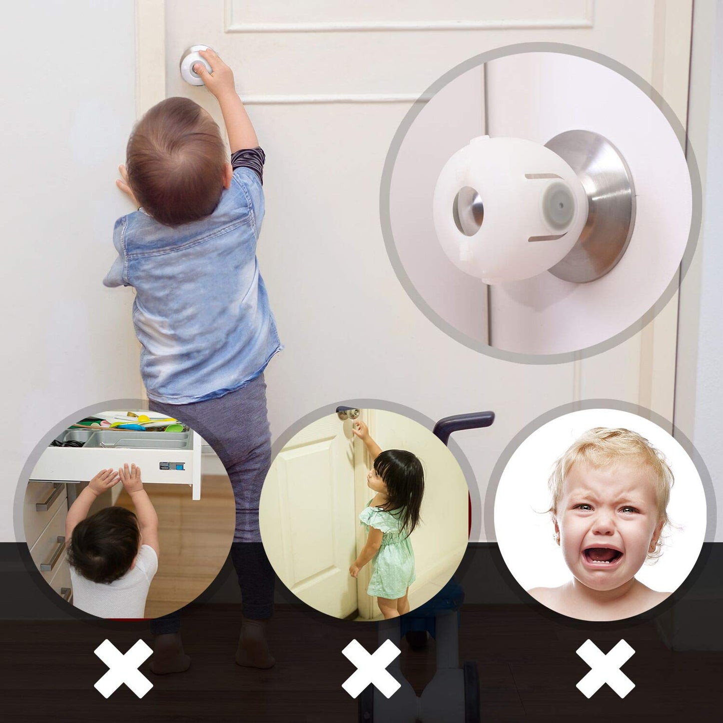 Mom's Choice Gold Awards - Paquete de 4 fundas de seguridad para pomos de puerta de bebé (no apto para todos los pomos de puerta)
