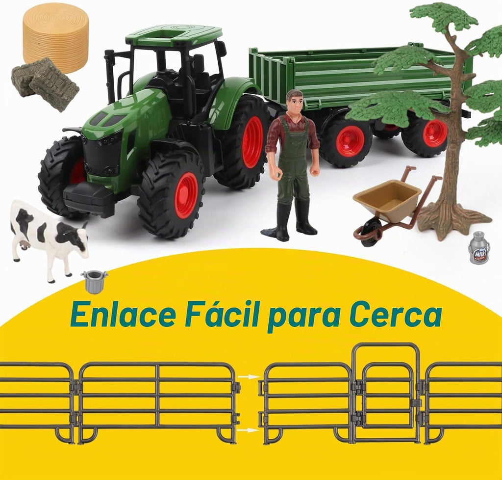 Peagprav Juego de juguetes de tractor de animales de granja - tract...