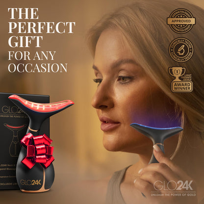 GLO24K - Dispositivo de belleza facial y cuello con luz roja, herra...