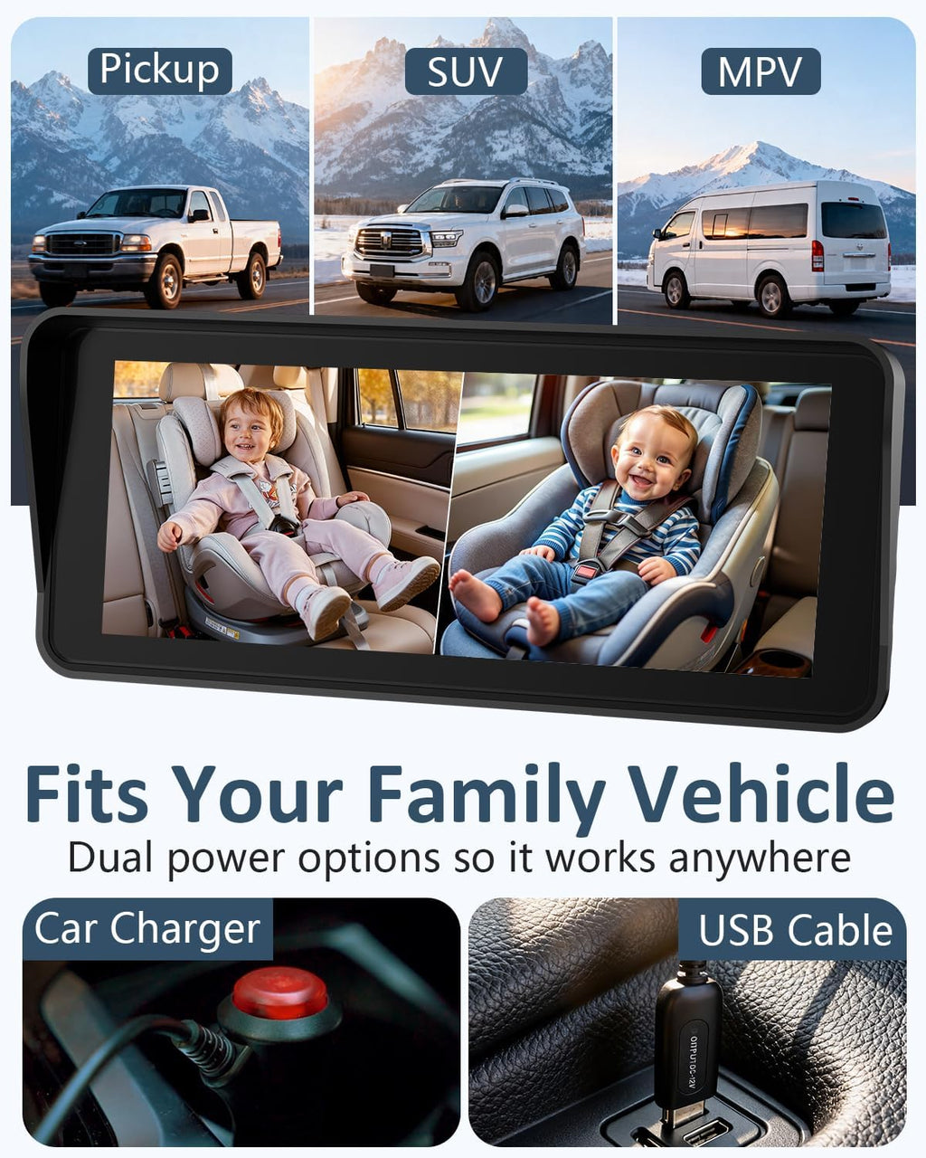 Cámara de Coche para Niños de 2 Yakry para Asiento: Pantalla Ultraw...