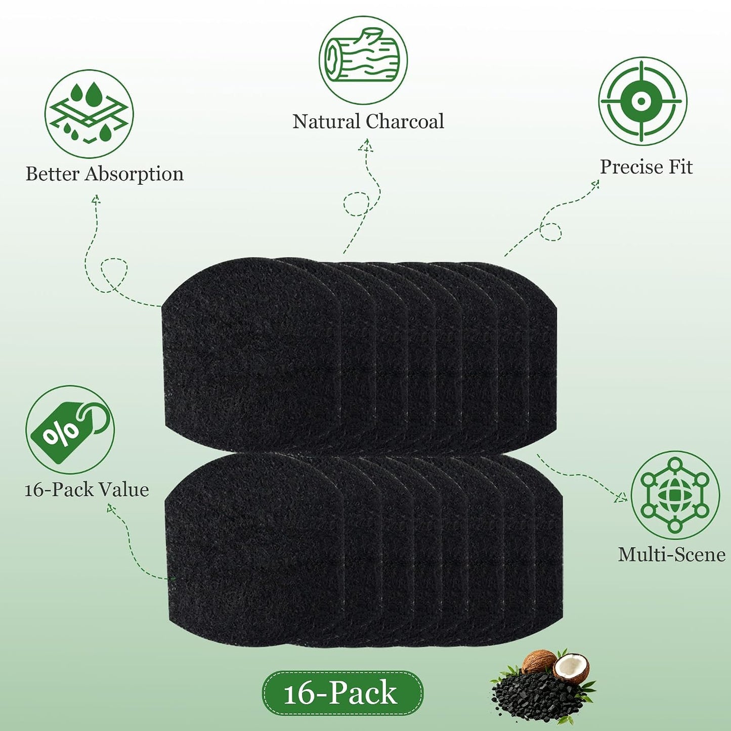 Paquete de 16 filtros absorbentes de olores de carbón activado con...