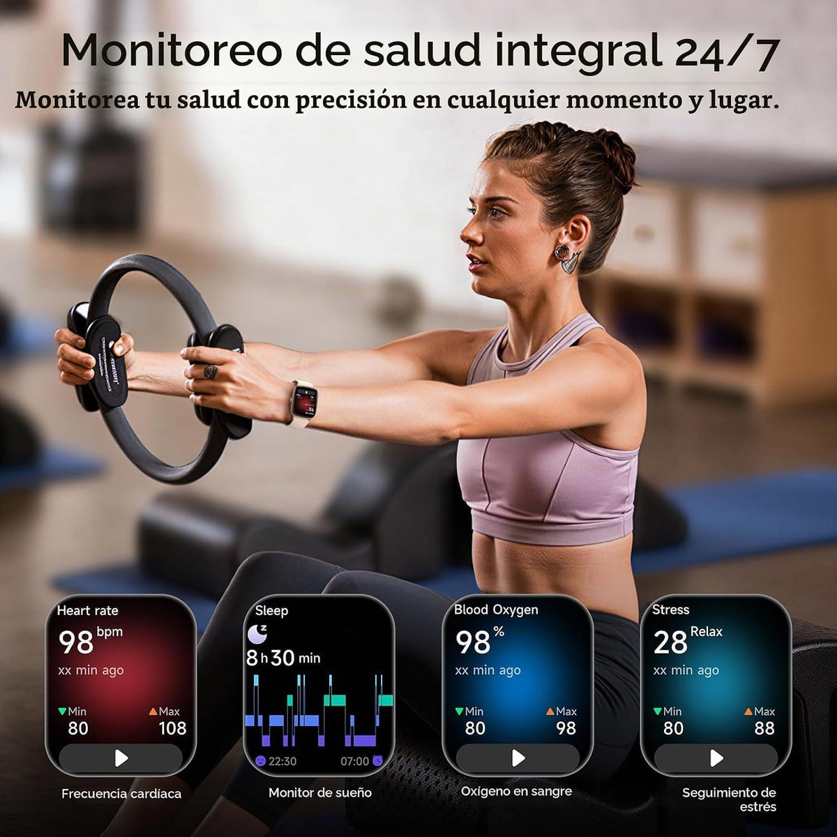Reloj inteligente para mujer, 1.85 pulgadas HD AMOLED Fitness Track...