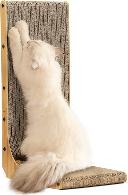 FUKUMARU Rascador para gatos, 26.8 pulgadas en forma de L, almohadi...