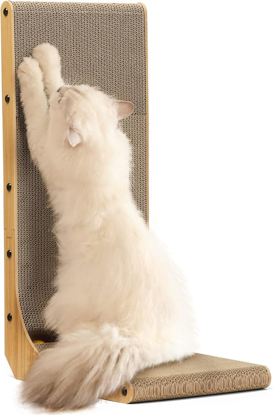 FUKUMARU Rascador para gatos, 26.8 pulgadas en forma de L, almohadi...