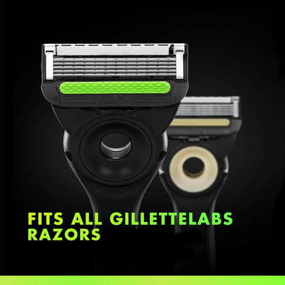 Gillette Labs - Recambios de cuchillas de afeitar, cartuchos de maquinilla de afeitar de 12 quilates, repuestos de maquinilla de afeitar para hombres compatibles con GilletteLabs Exfoliating Bar Razor