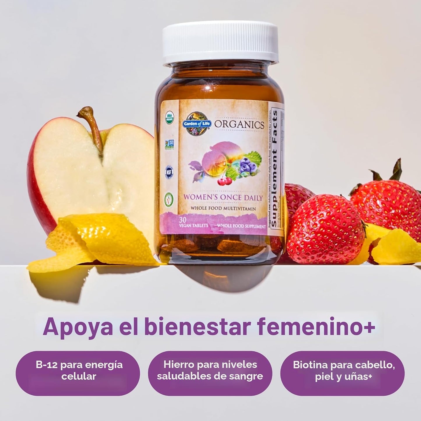 Suplemento multivitamínico orgánico Garden of Life, para mujer, tab...