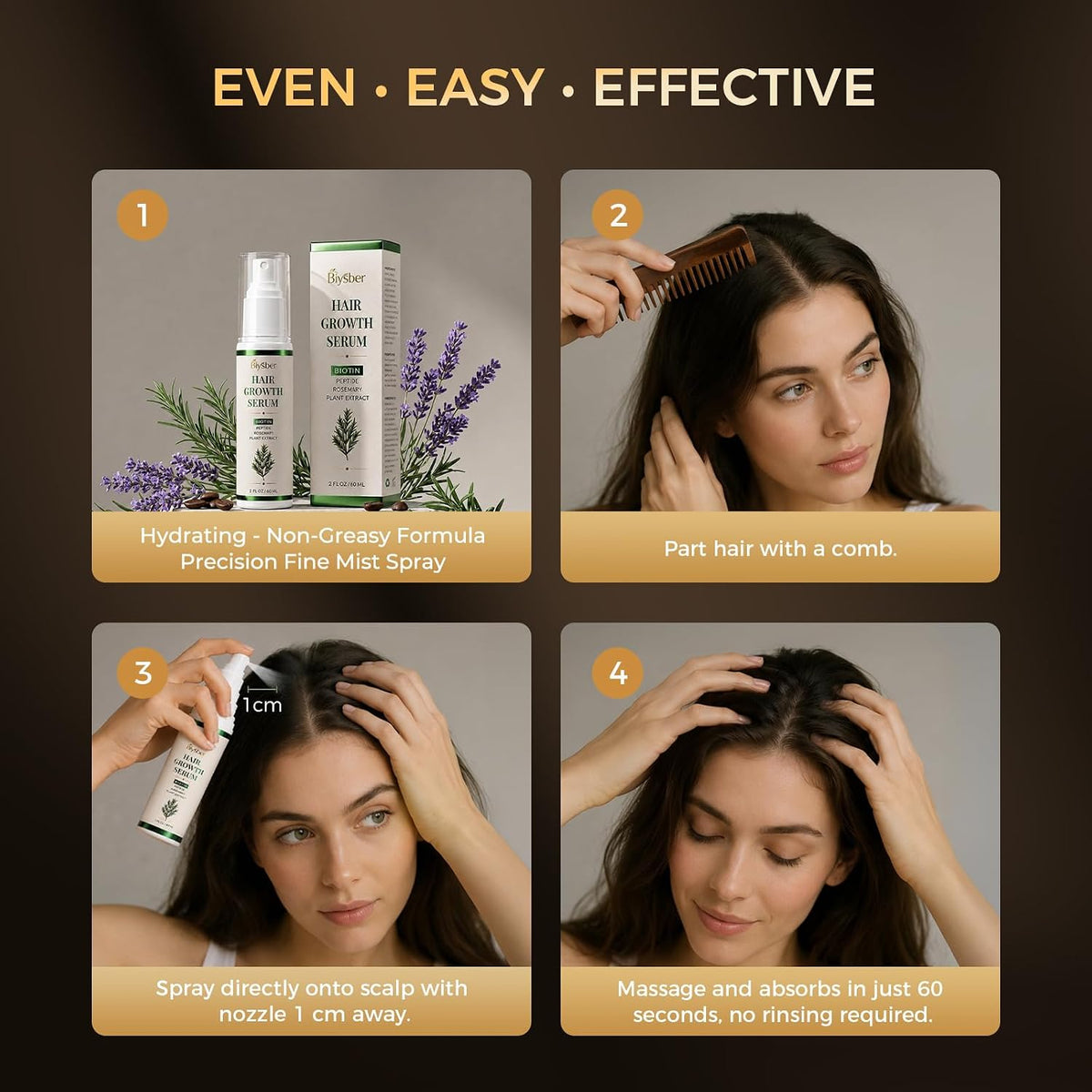 Biysber Suero natural para el crecimiento del cabello y el cuero ca...