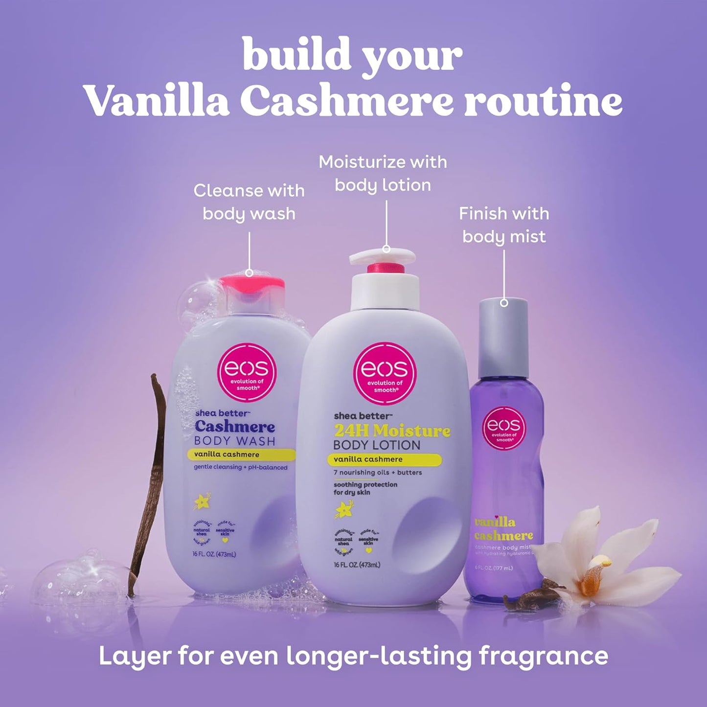 eos Shea Better Gel de Ducha de Cachemira, Vainilla Cachemira, Hidr...