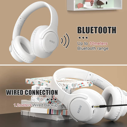 KVIDIO Auriculares Bluetooth sobre la oreja, 65 horas de reproducci...