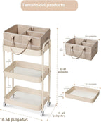 Fortella Carrito de pañales para bebé, carrito rodante de 3 niveles...