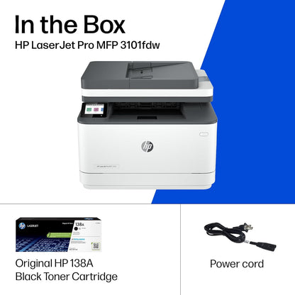 HP LaserJet Pro MFP 3101fdw Impresora láser inalámbrica en blanco y negro todo en uno, escáner, fotocopiadora, fax, ideal para la oficina (3G628F)
