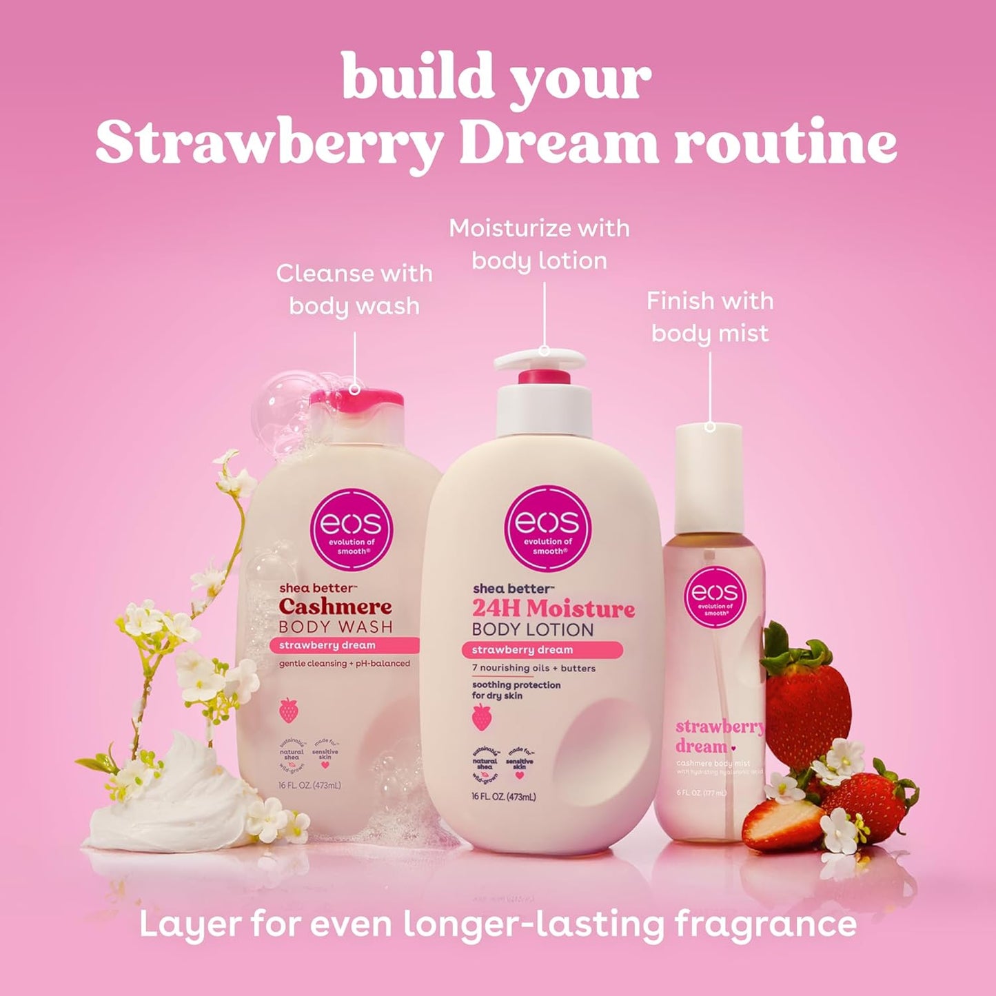 eos Gel de baño de cachemira \u2013 Strawberry Dreams, gel hidratan...