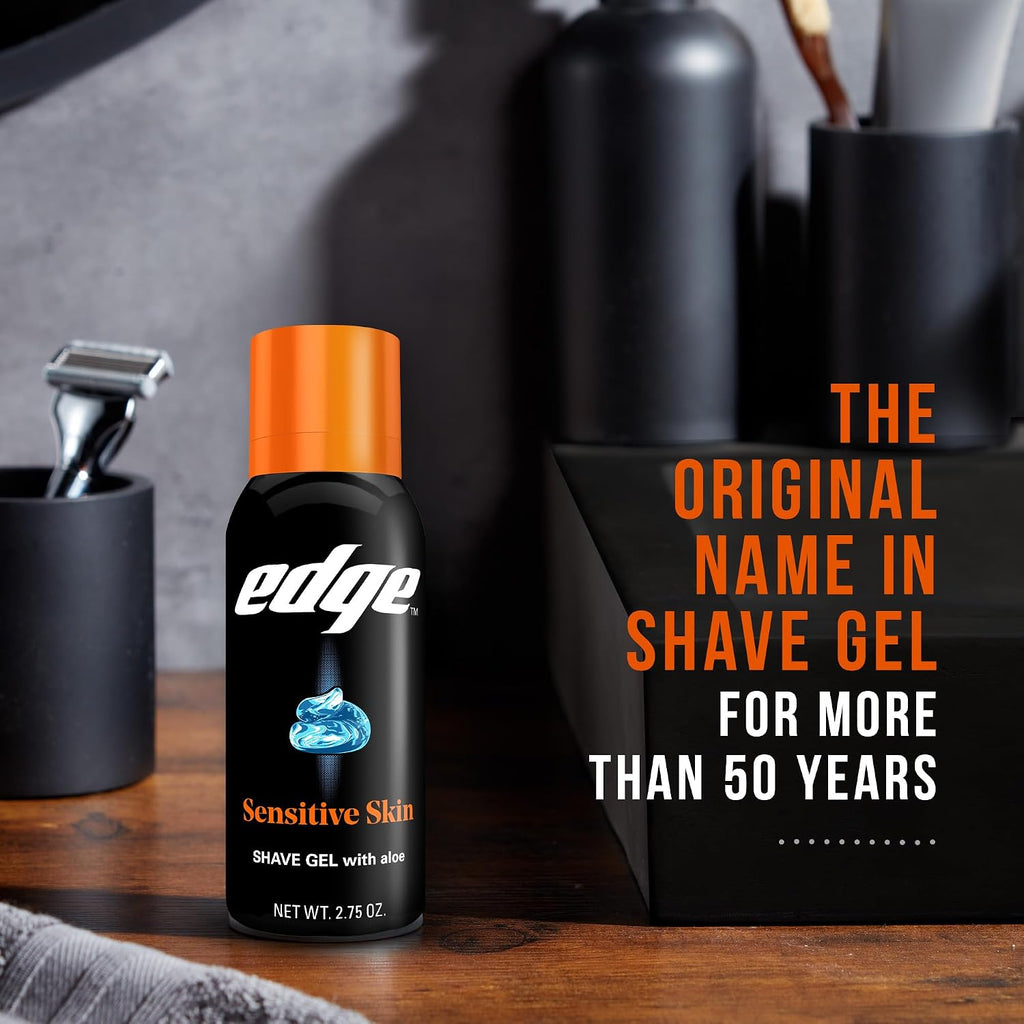 Edge Gel de afeitar para hombres, piel sensible con aloe, gel de af...