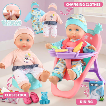 YIYBM Juego de Cochecito de Muñeca Bebé con Muñeca Bebé de 12.5"...