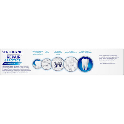 Sensodyne Repair & Protect - Pasta dental blanqueadora para dientes sensibles y prevención de caries, 3.4 onzas (paquete de 4)