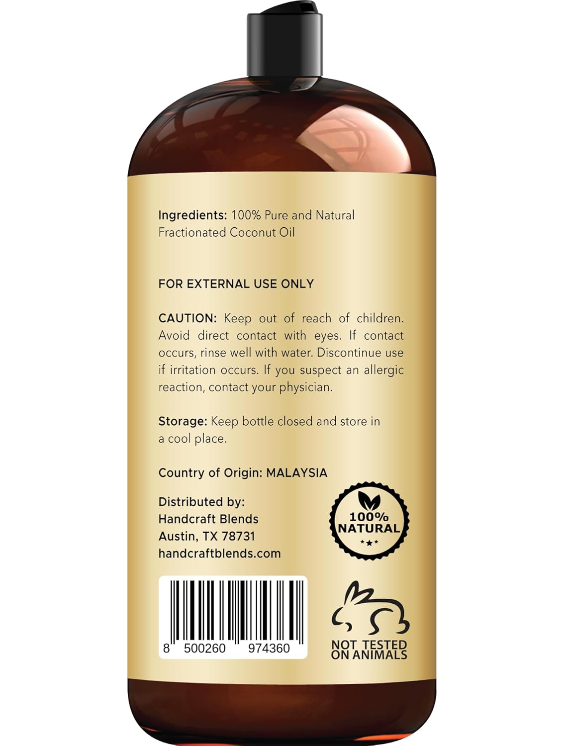 Handcraft Blends Aceite de coco fraccionado, 28 onzas líquidas, 100...