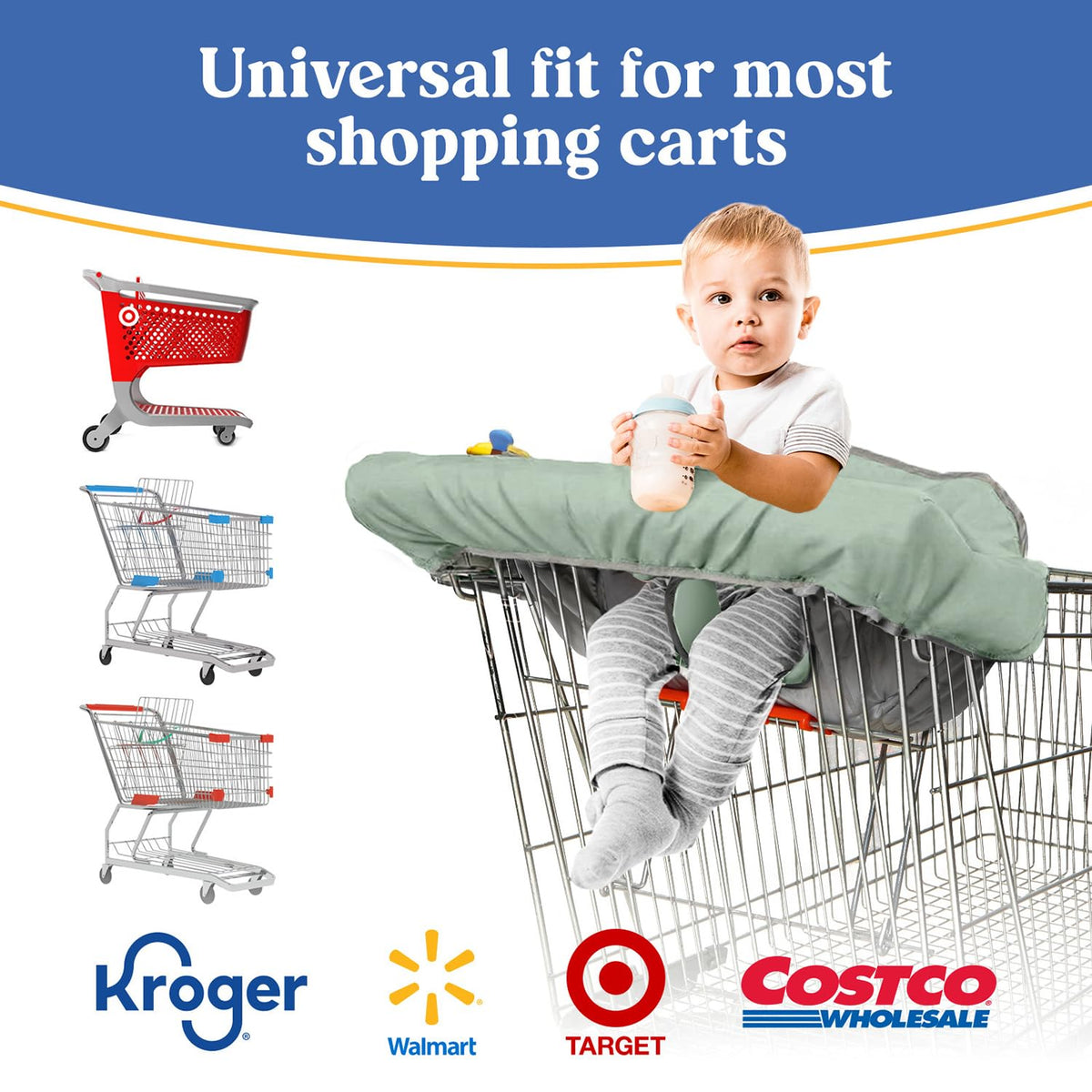 PILLANI Asiento de carrito de compras para bebé, funda de silla alt...