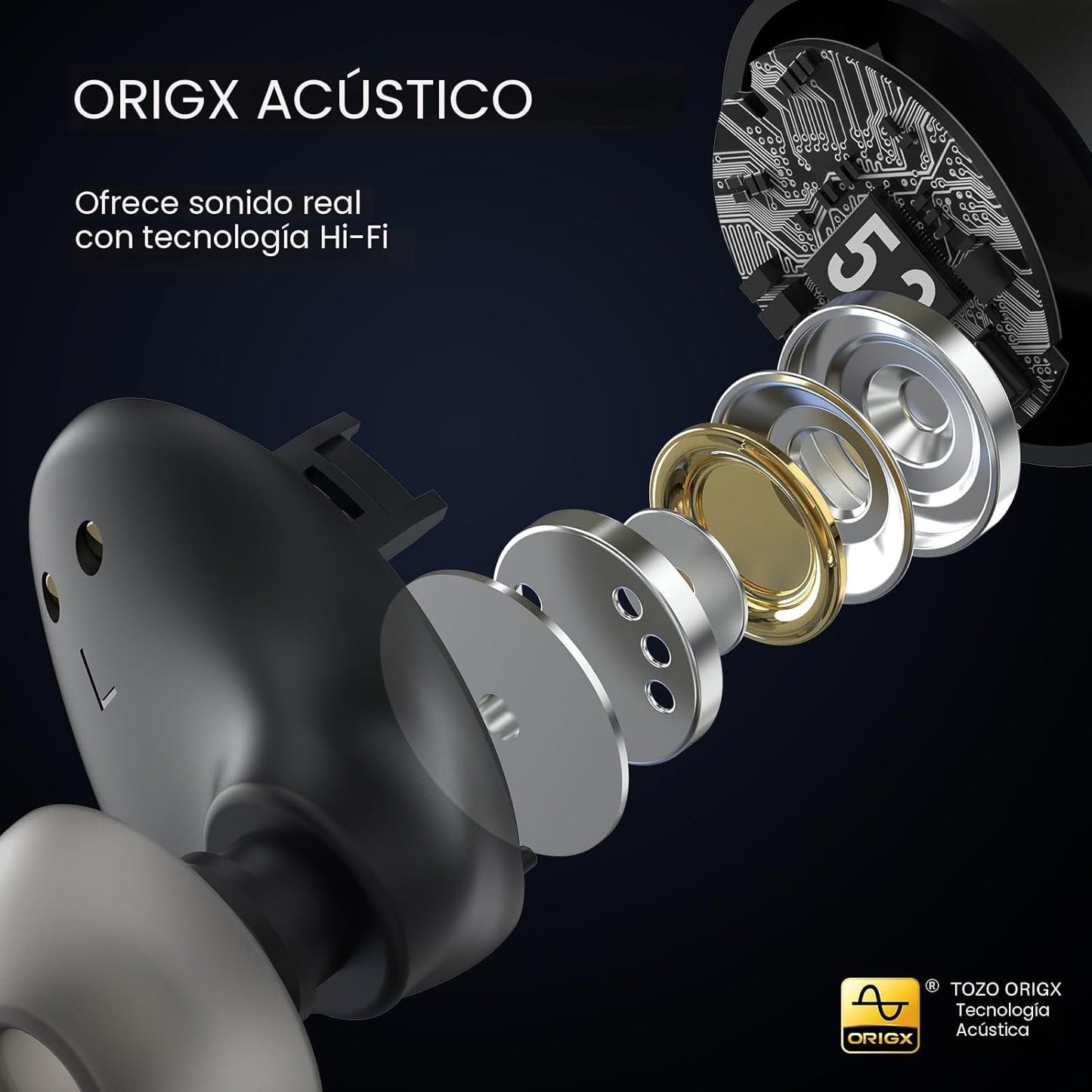 TOZO Auriculares inalámbricos A1 Bluetooth 5.3 de peso ligero en el...