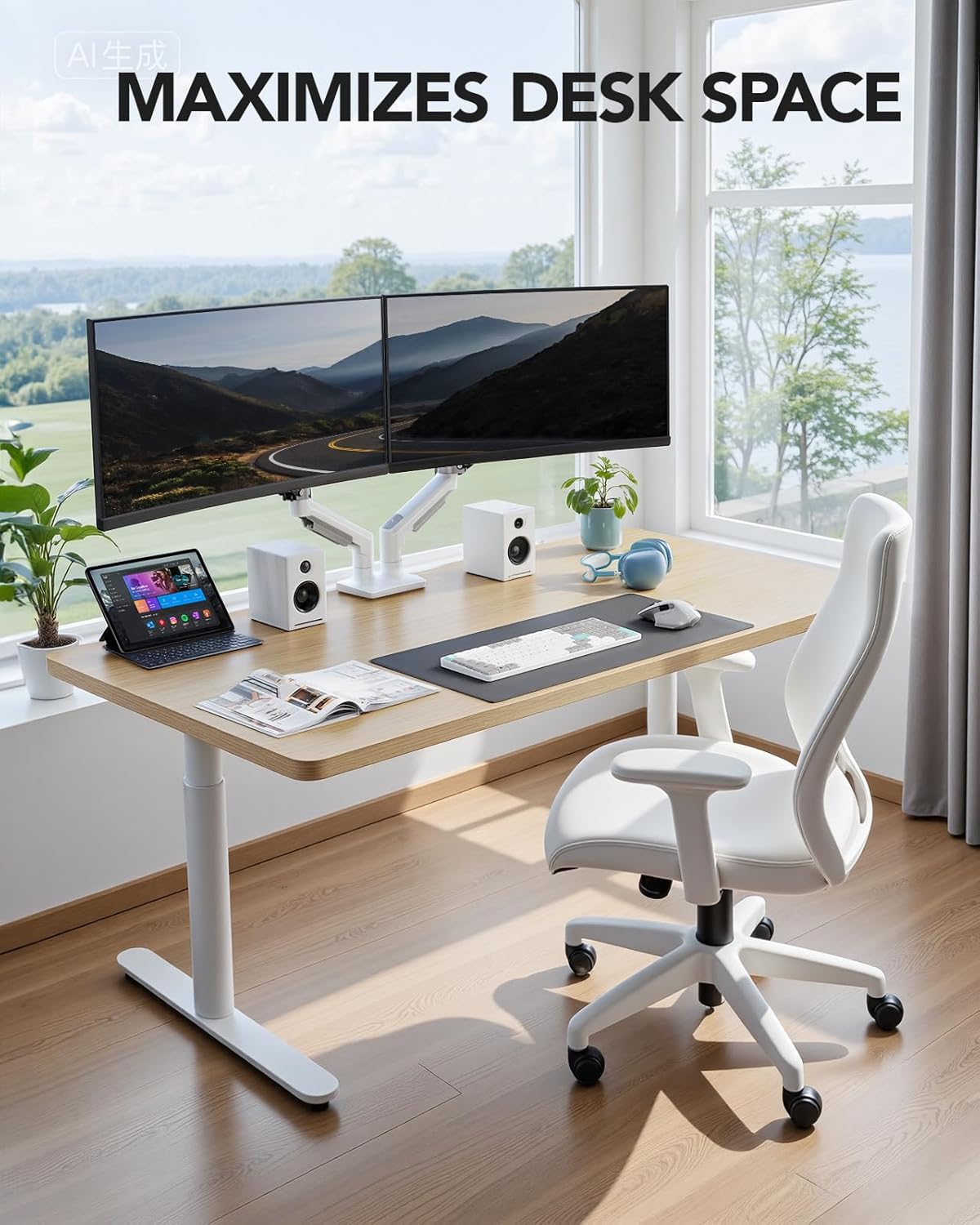 HUANUO Soporte para Monitor Dual - Soporte de Escritorio para Monit...