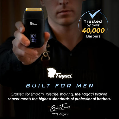 Fagaci Afeitadora de peluquería para hombres – Afeitado suave de vidrio sin irritación, maquinilla de afeitar profesional de barbero de 8500 RPM de alto torque, afeitadora eléctrica de aluminio para