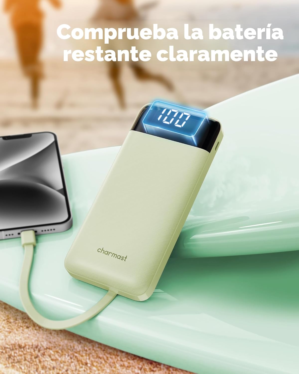 Cargador portátil Charmast con cables incorporados, banco de energí...