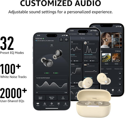 TOZO Auriculares inalámbricos A1 Bluetooth 5.3 de peso ligero en el...