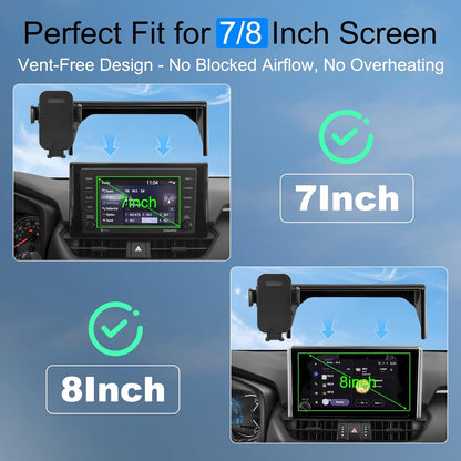 KAKSEY Soporte de teléfono para automóvil compatible con Toyota RAV4 2019-2025, accesorios para automóvil, clip fijo de pantalla de 7/8 pulgadas, soporte de pantalla de navegación para teléfono