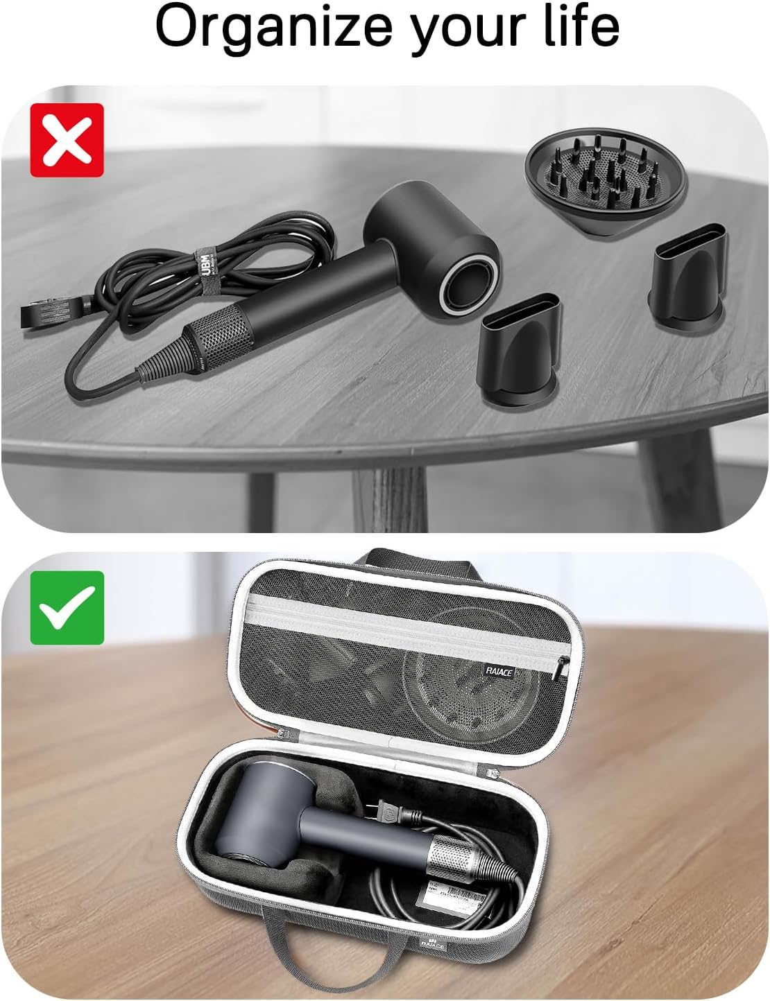 Estuche rígido de almacenamiento RAIACE Compatible con secador de p...