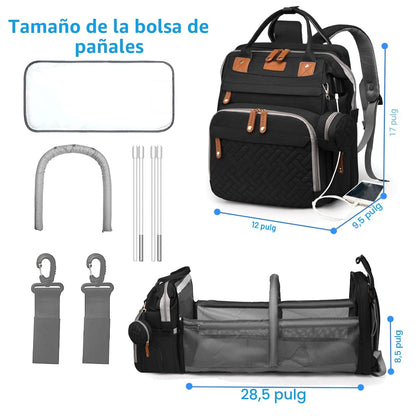 Jeryswet Bolsas de pañales para bebé con cambiador, mochila imperme...