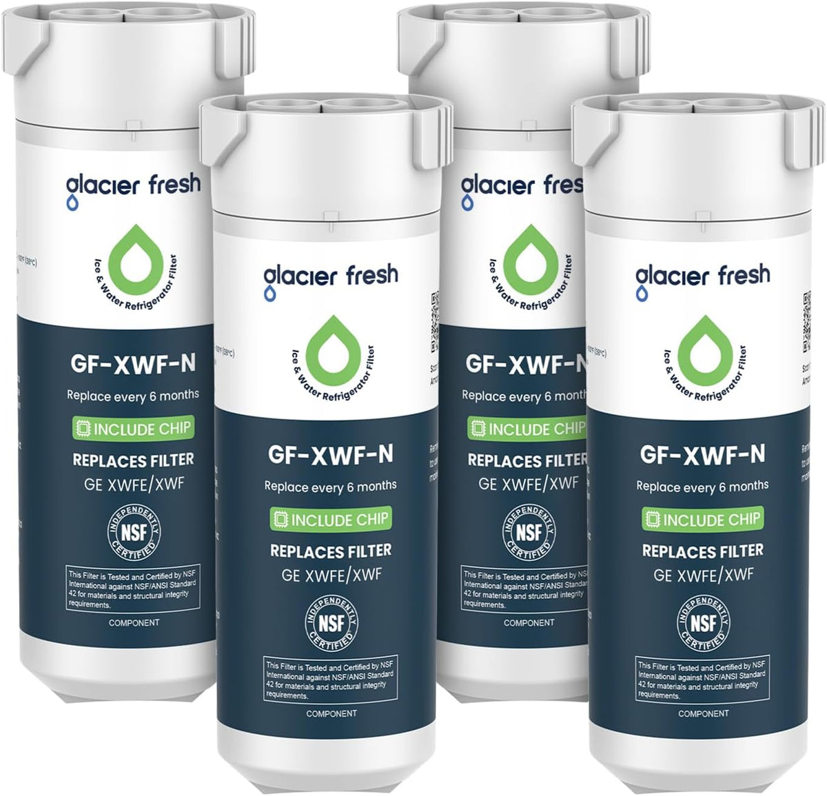 GLACIER FRESH XWFE - Filtro de agua para refrigerador (chip integra...