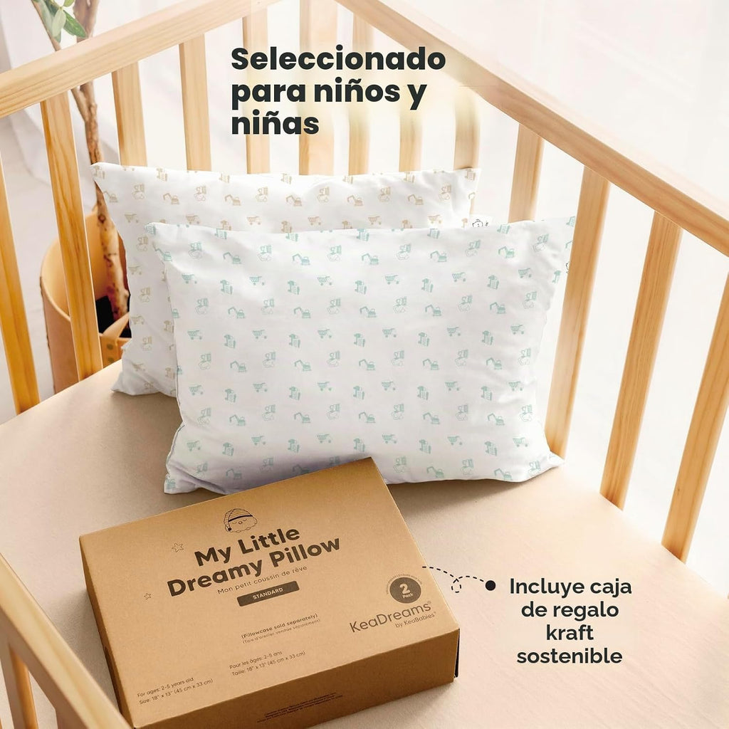 KeaBabies 2pk - Almohadas para niños de 2 años a 5,13 x 18 pulgadas...
