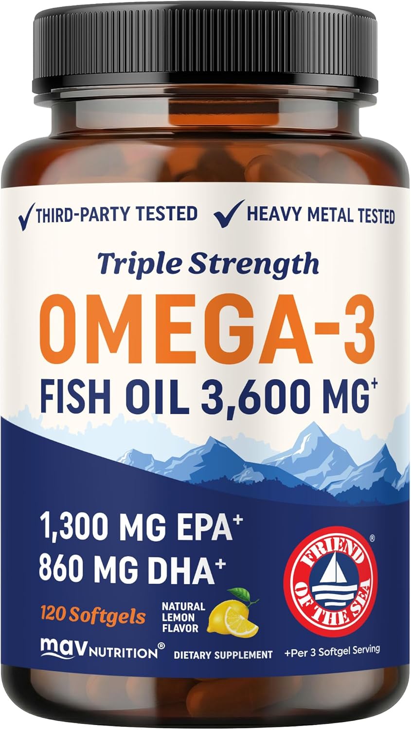 Aceite de pescado DHA Omega 3 de triple fuerza 3600 mg | Más de 210...