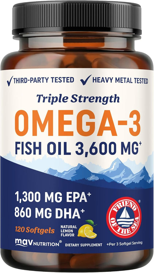 Aceite de pescado DHA Omega 3 de triple fuerza 3600 mg | Más de 210...