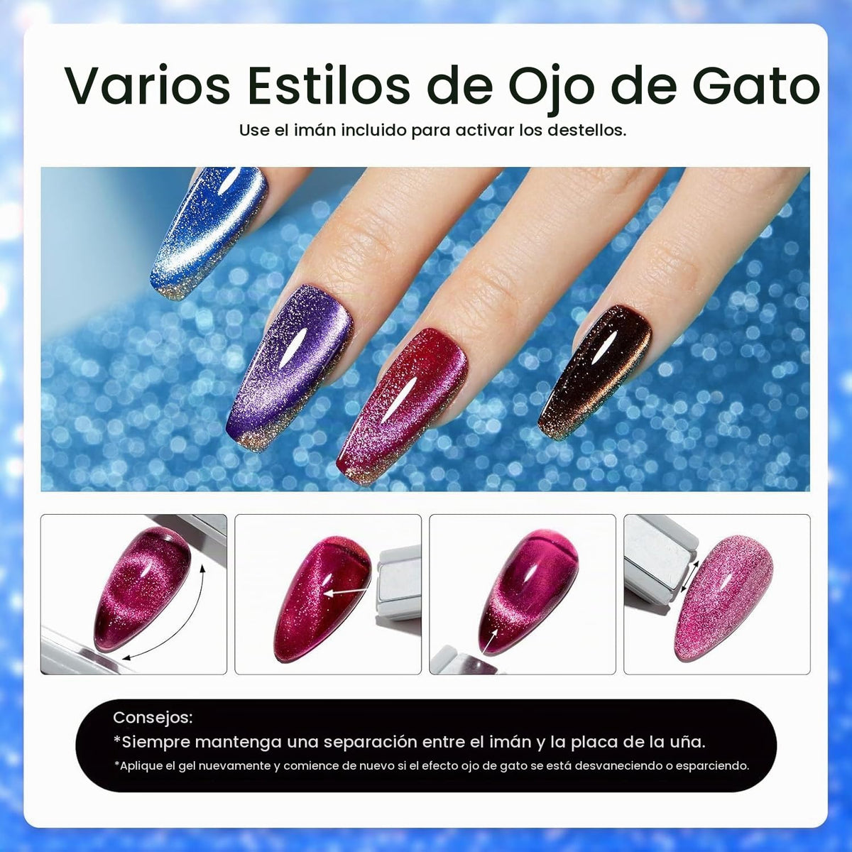 Beetles - Juego de esmaltes de uñas de gel de ojo de gato, 36 color...