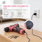 Hi-Spec Juego de taladro inalámbrico de 8 V y kit de herramientas d...