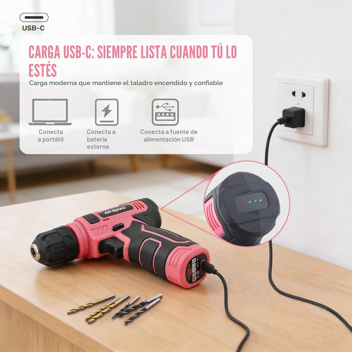 Hi-Spec Juego de taladro inalámbrico de 8 V y kit de herramientas d...