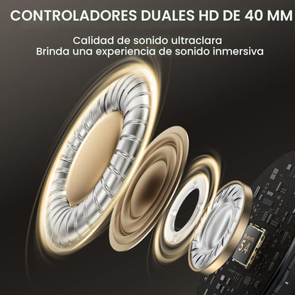 DOQAUS Auriculares Bluetooth sobre la oreja, auriculares inalámbric...
