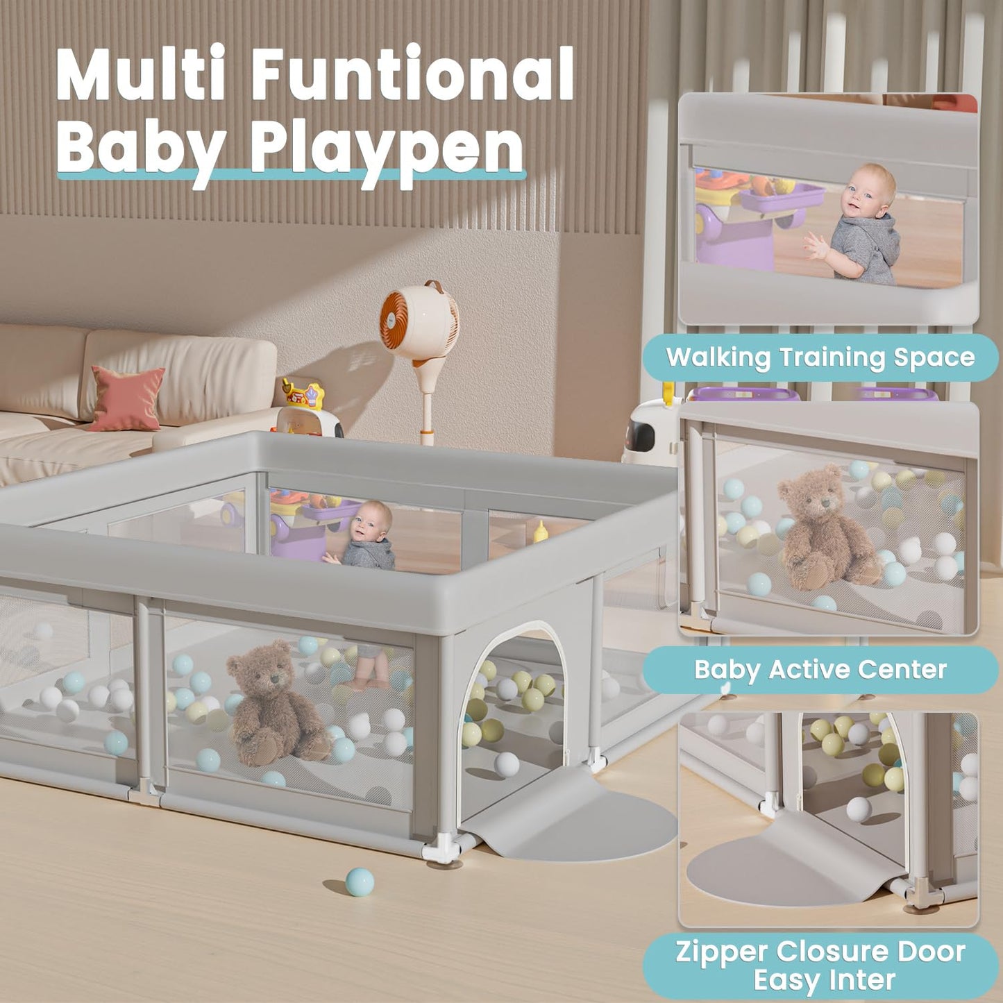 Hiaksedt Corralito, cerca de 50 x 50 pulgadas para bebés y niños pe...